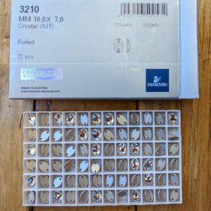 Swarovski 3210 Oval Sew-On Flat Back Foiled CRYSTAL Rhinestones 10x7 mm 72pcs